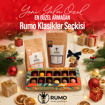 Yılbaşı Klasikler Seçkisi; Rumo Klasikler Seçkisi, kahve ve çikolata hediye seti, yılbaşı özel ürünleri.